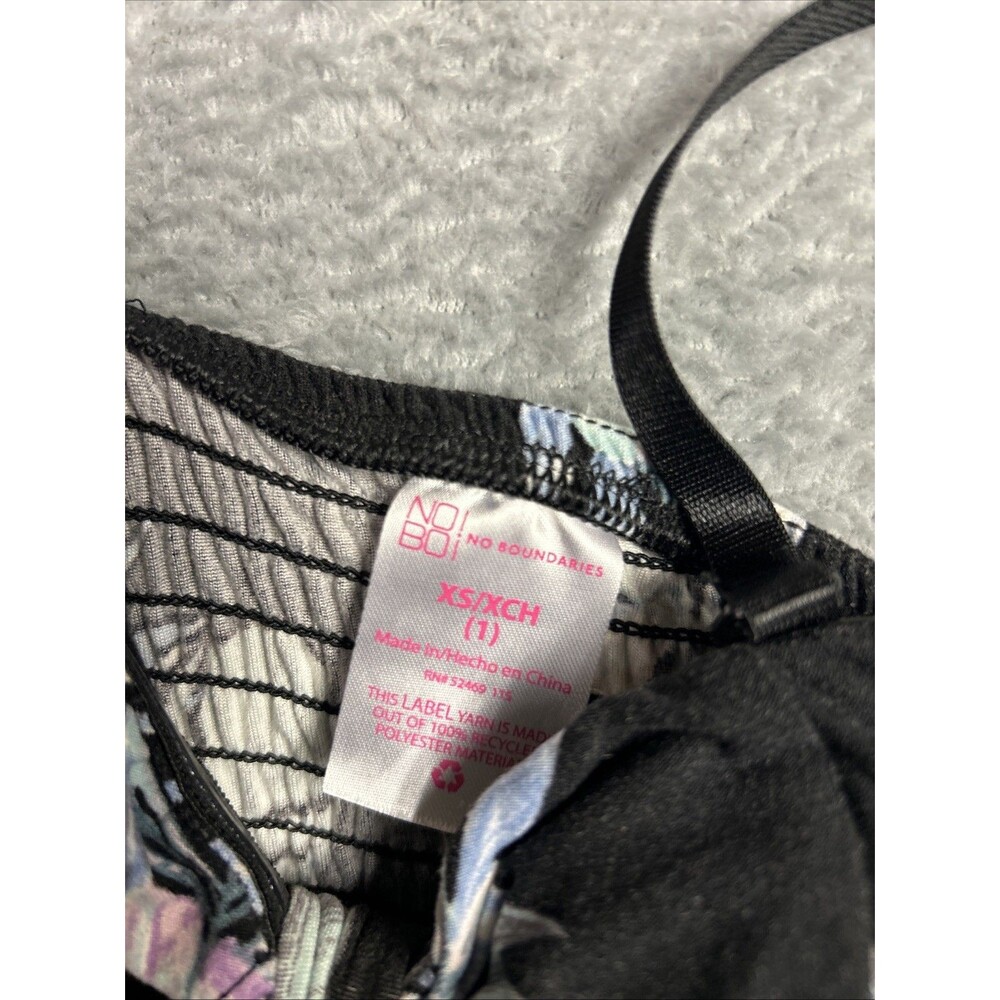 NO BOUNDARIES Womens XS 1 Black Floral Print Strapless Wide Leg Jumpsuit Romper - Picture 14 of 16